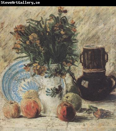 Vincent Van Gogh Vase with Flowers Coffeepot and Fruit (nn04)